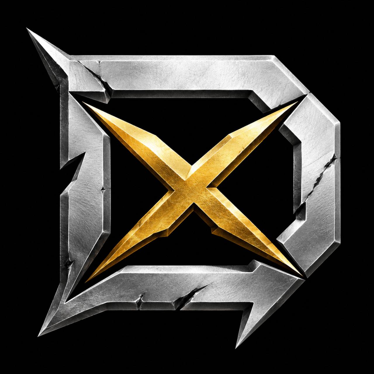 DIFRXN silver emblem with a gold X