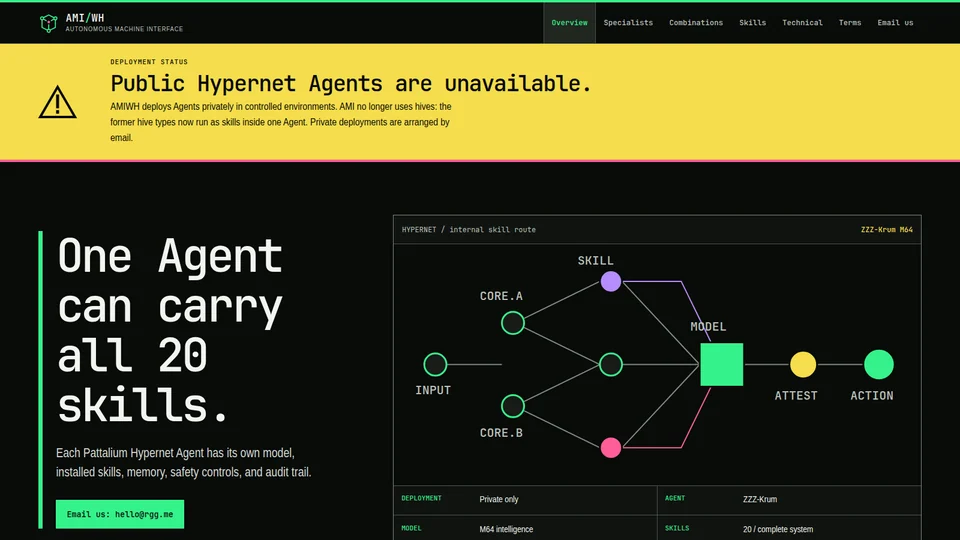 AMI's public overview of private Hypernet Agents and combined skills