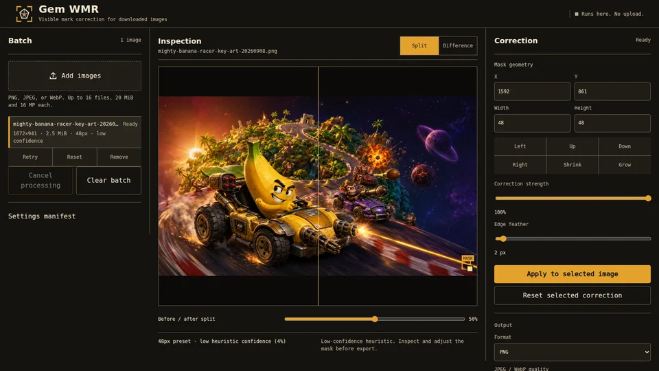 Gem WMR with a sample project image loaded locally